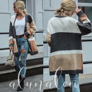 🎀 COLOR BLOCK KNIT CARDIGAN